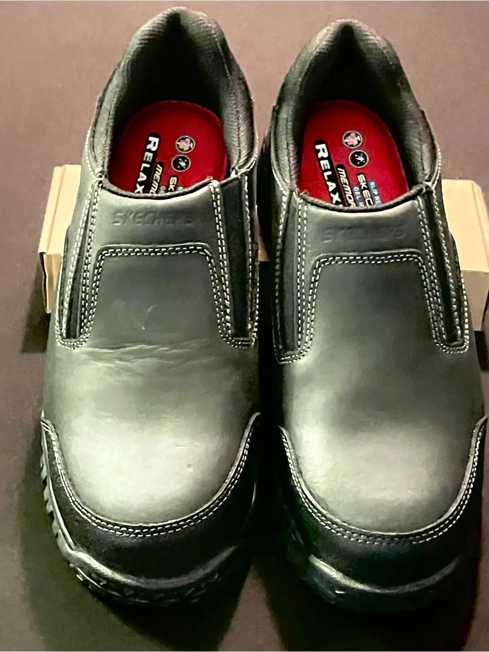 Skechers Men's Steel Toed Black Slip-On Work Loafers 10.5M